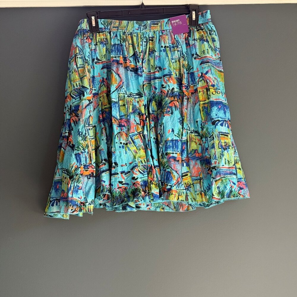 Lane Bryant Brand New Summer Skirt 100% Cotton, Plus size 14/16, Blue City Patte